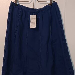 Soft Surroundings Womens Knee Length Linen Skirt Blue Petite Medium